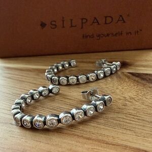 Silpada Sterling Silver & Cubic Zirconia Post Hoops P2006